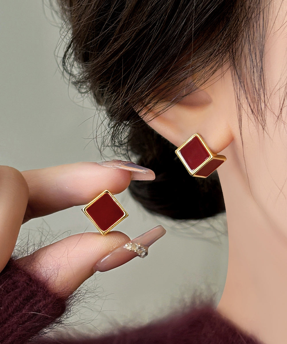 Boucles d'oreilles à tige carrées en cuivre surdoré de style mûrier - Street-Wave