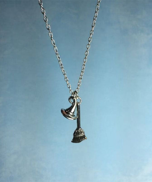 Collier avec pendentif en chaîne en acier inoxydable et soie, style balai et chapeau - Street-Wave