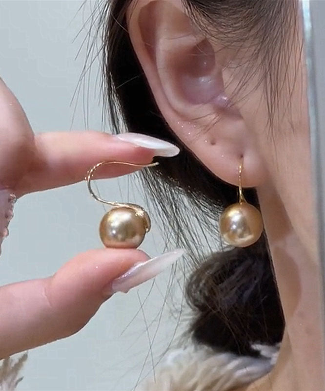 Boucles d'oreilles à tige élégantes en alliage d'acier inoxydable couleur champagne avec perles - Street-Wave