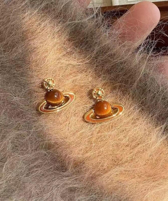 Boucles d'oreilles pendantes élégantes en argent sterling avec surdorure goutte à goutte et planètes - Street-Wave
