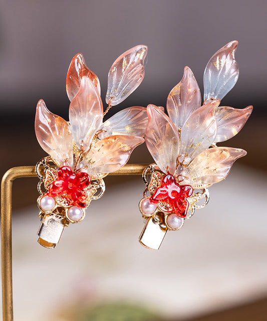 Paire d'épingles à cheveux élégantes en alliage de cuivre avec perles colorées et émaillées, motif poisson koï, pour filles - Street-Wave