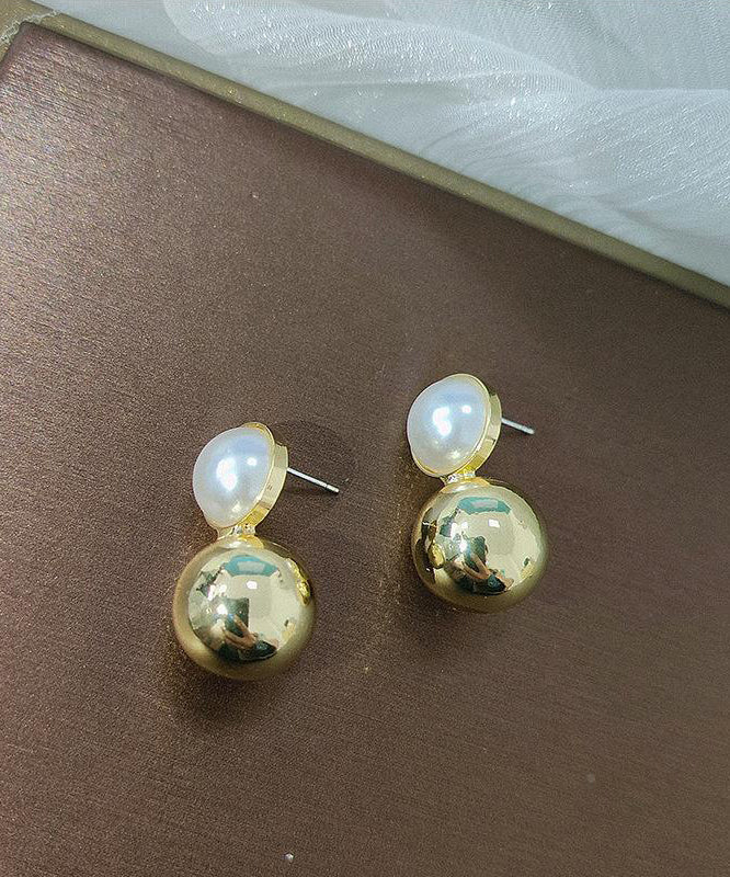 Boucles d'oreilles à tige élégantes en or et cuivre doré avec perles - Street-Wave
