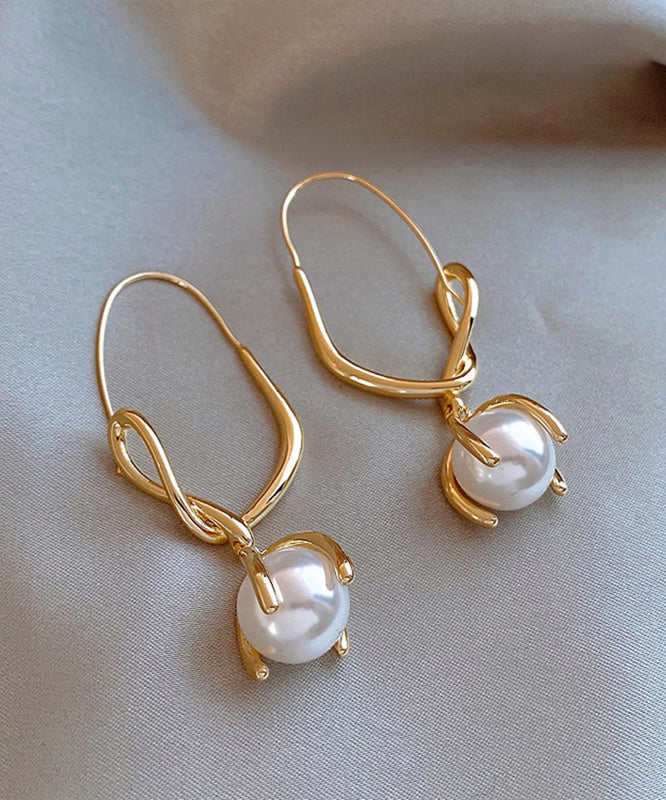 Boucles d'oreilles créoles élégantes en acier inoxydable doré avec perles - Street-Wave
