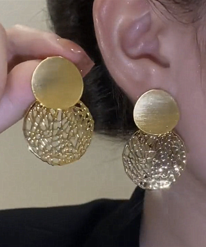 Boucles d'oreilles pendantes élégantes en argent sterling doré et pailleté - Street-Wave
