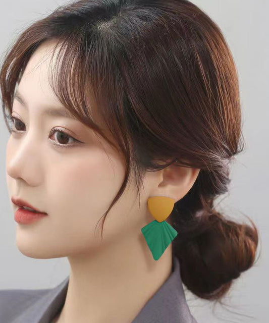 Boucles d'oreilles à tige triangulaires élégantes en alliage de cuivre vert - Street-Wave