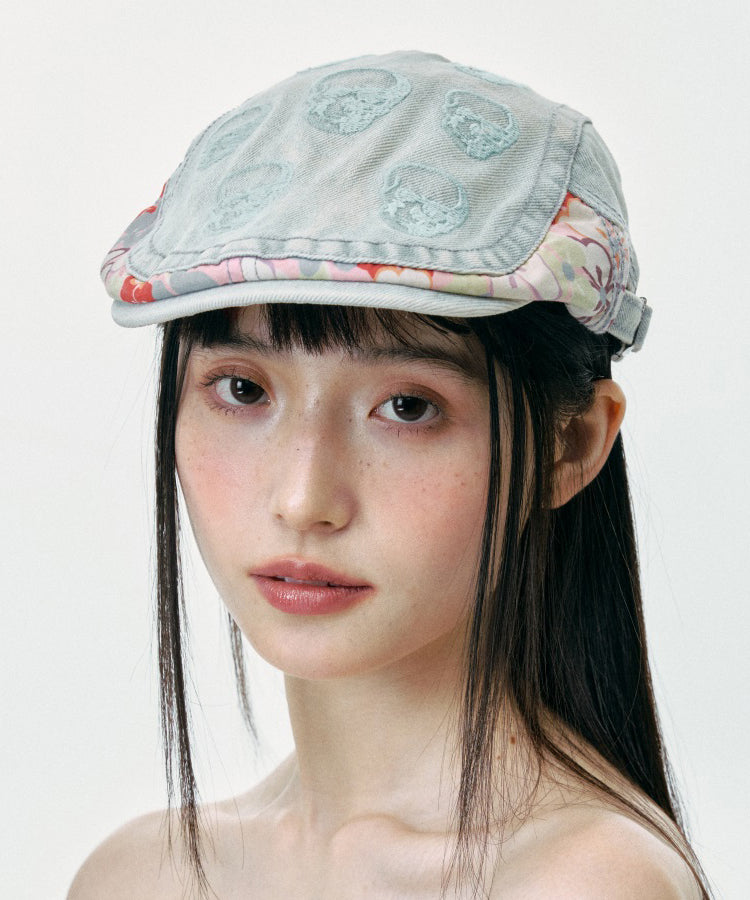 Élégant chapeau breton en denim bleu clair brodé - Street-Wave