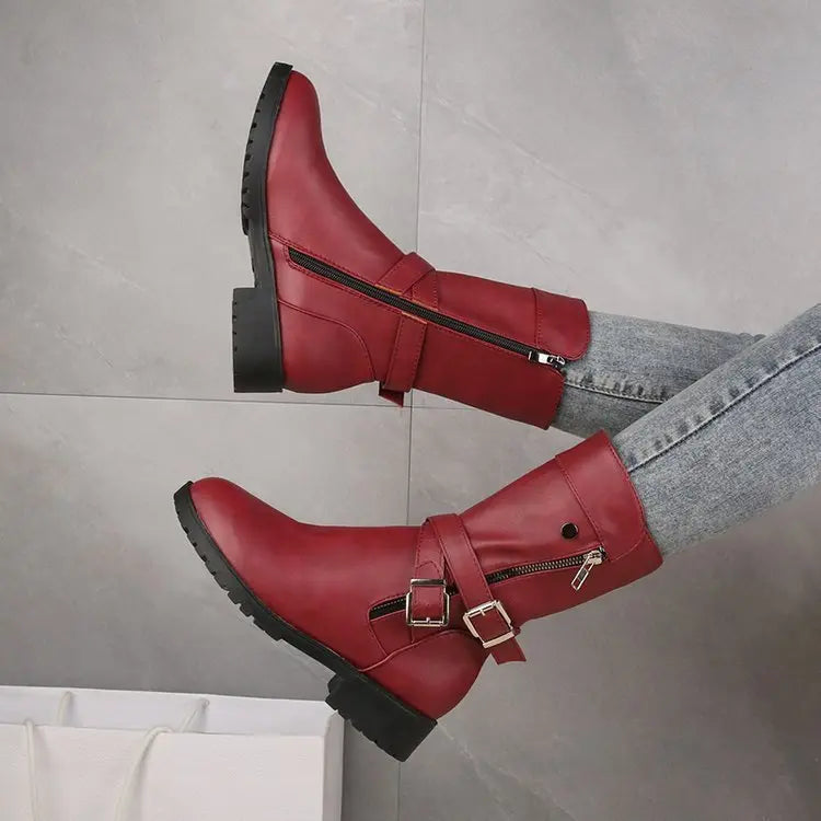 Street-Wave Low Heel Ankle Boots For Women All Day Comfort And Versatility