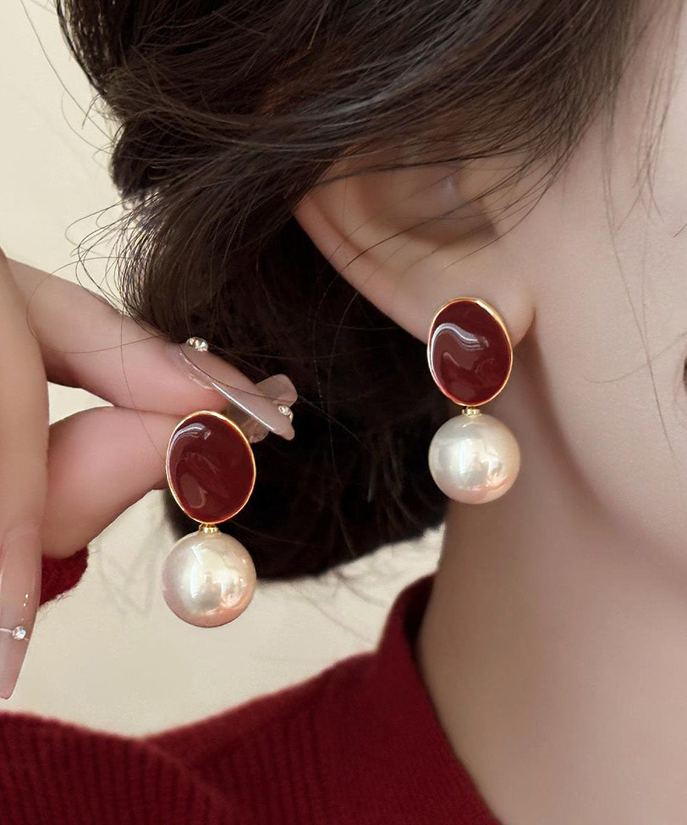 Boucles d'oreilles élégantes en cuivre rouge doré et perles - Street-Wave