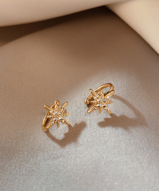 Boucles d'oreilles élégantes à clous en or rose, cuivre et zircon hexagramme - Street-Wave