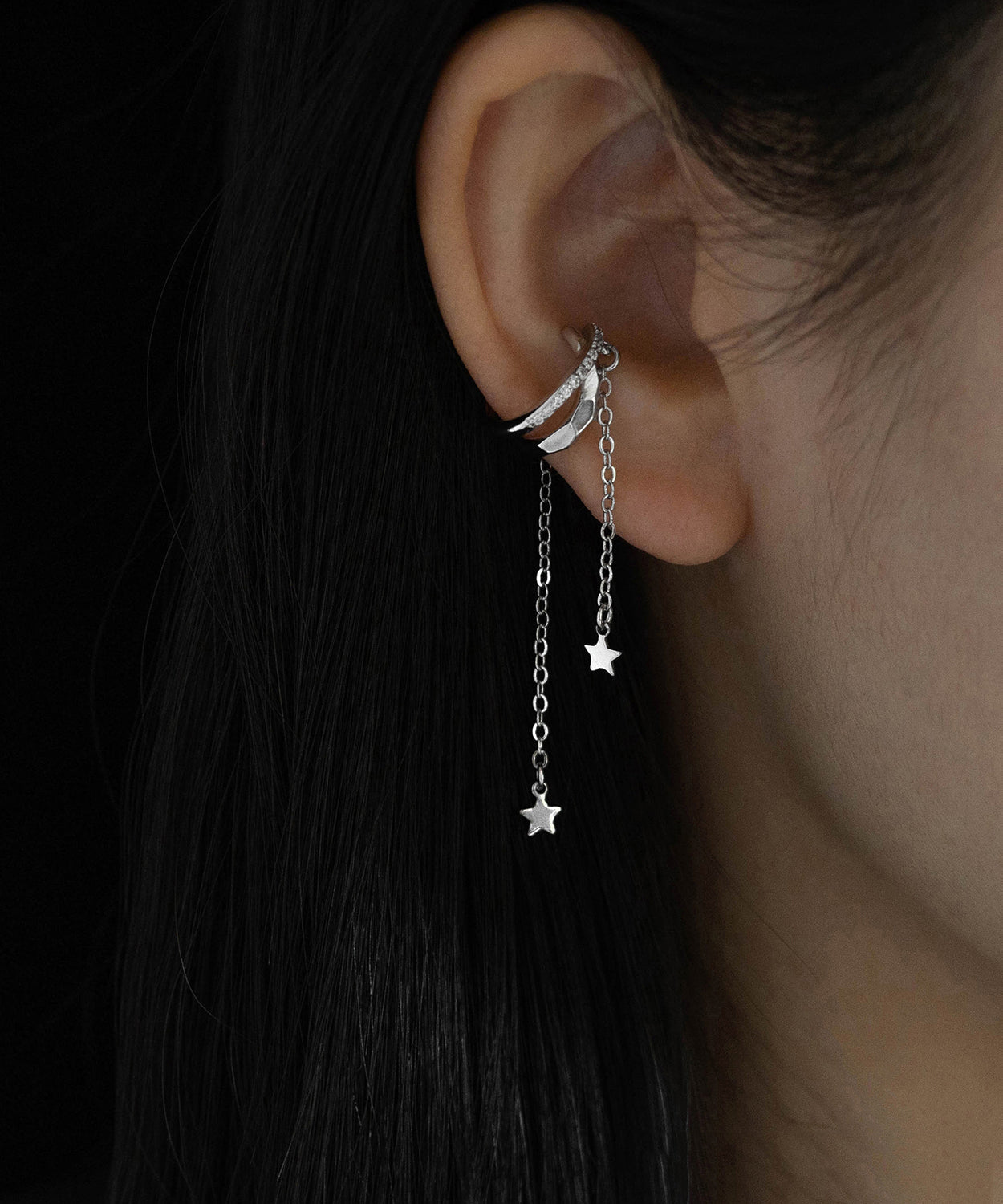 Boucles d'oreilles pendantes élégantes en soie, cuivre et zircon, avec pampilles en forme d'étoile - Street-Wave