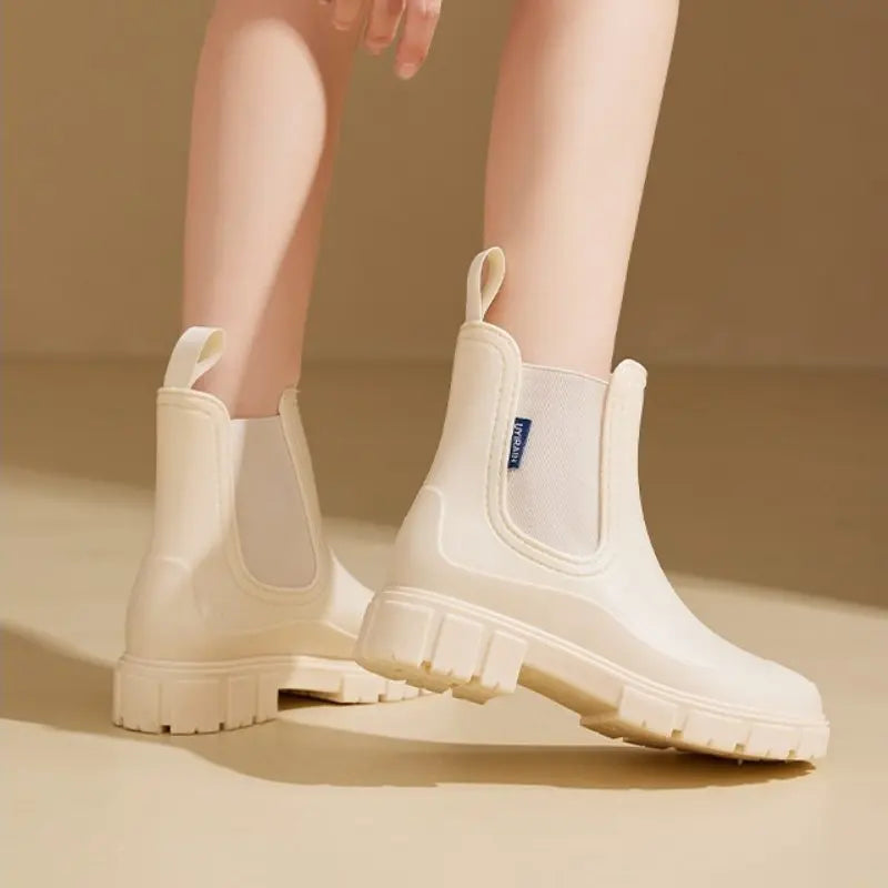 Street-Wave Waterproof Ankle Boots For Women Durable Rain Boots