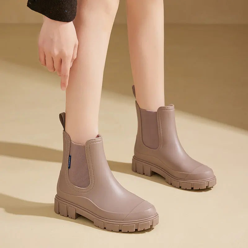 Street-Wave Waterproof Ankle Boots For Women Durable Rain Boots