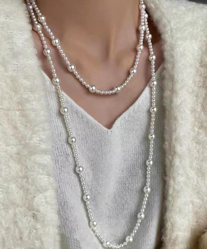 Collier élégant en alliage de perles blanches graduées - Street-Wave