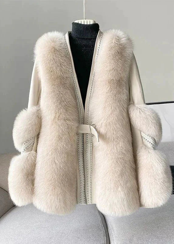 Street Wave Mink Fur Coat With V Neck And Belt For Women Luxurious Warmth And Timeless Elegance