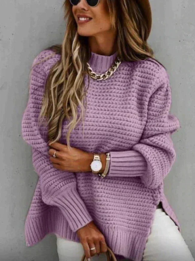 Street-Wave Chunky Knit Sweater Women Cozy Loose Fit Acrylic Warm Modern Comfort Everyday