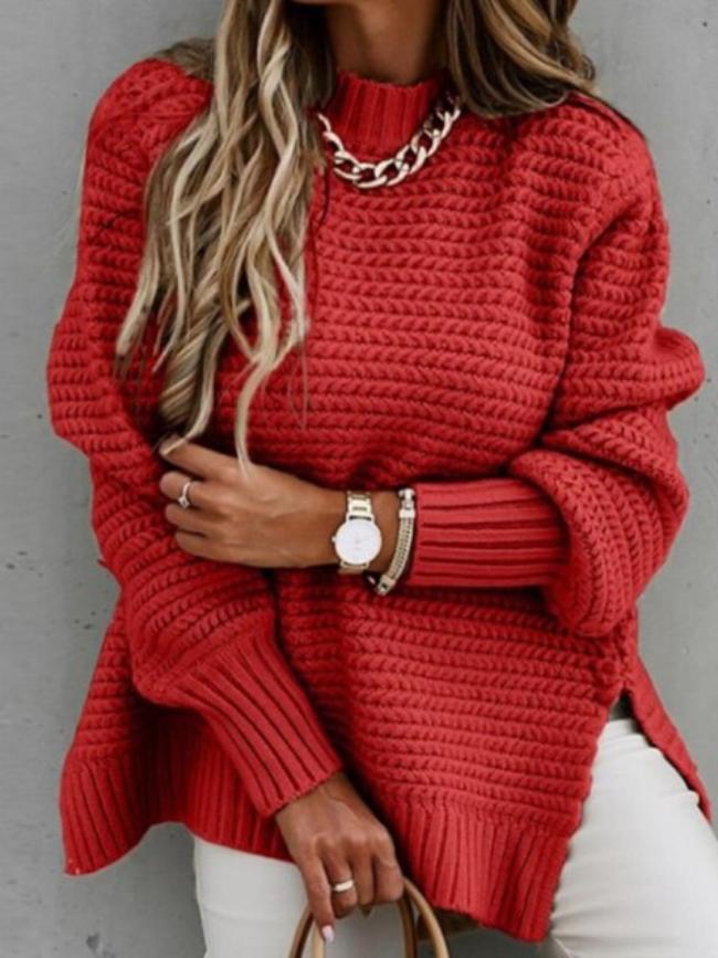 Street-Wave Chunky Knit Sweater Women Cozy Loose Fit Acrylic Warm Modern Comfort Everyday