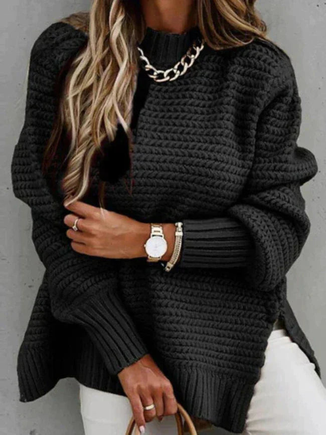 Street-Wave Chunky Knit Sweater Women Cozy Loose Fit Acrylic Warm Modern Comfort Everyday