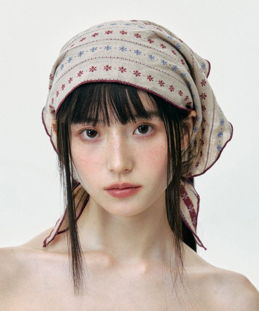 Chapeau foulard triangulaire d'été à imprimé beige coréen - Street-Wave