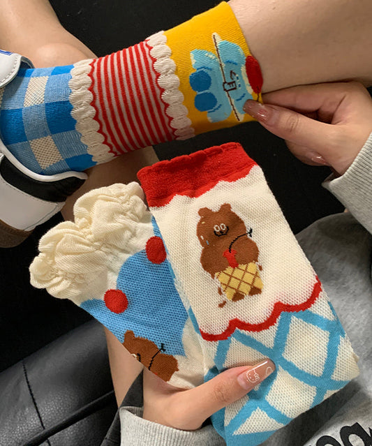 Chaussettes mi-mollet fines et mignonnes en jacquard à motif dessin animé pour l'été - Street-Wave