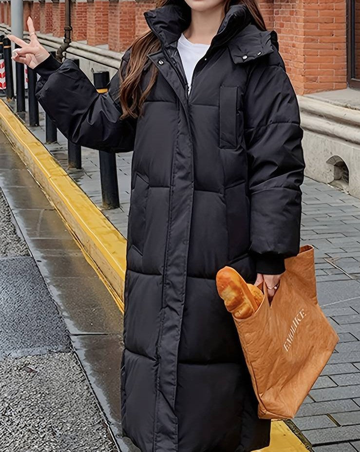 Street-Wave Womens Long Puffer Jacket With Hood Water-Repellent Warm And Comfortable