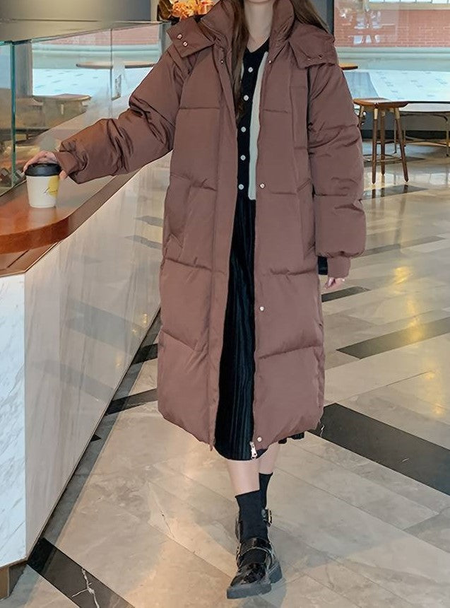 Street-Wave Womens Long Puffer Jacket With Hood Water-Repellent Warm And Comfortable