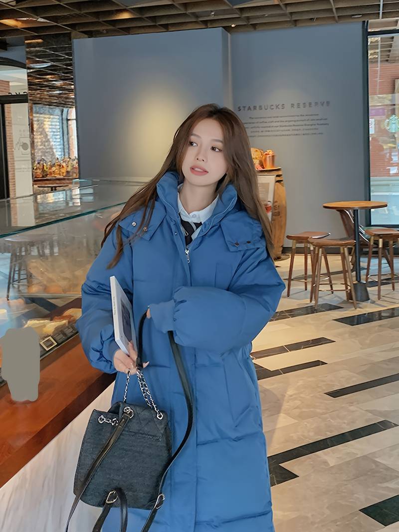 Street-Wave Womens Long Puffer Jacket With Hood Water-Repellent Warm And Comfortable