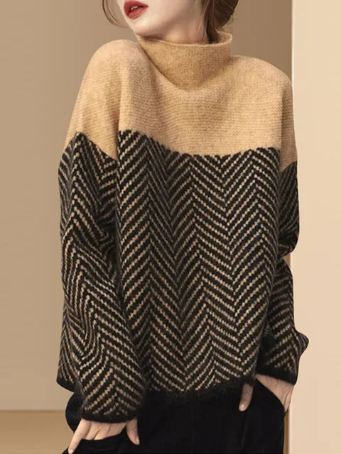 Womens Knit Sweater Street-Wave Cozy Vintage Design With Unique Pattern Print For Women