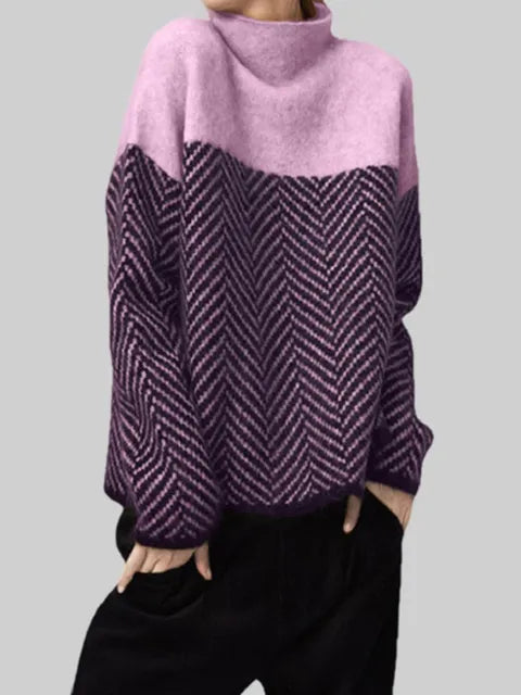 Womens Knit Sweater Street-Wave Cozy Vintage Design With Unique Pattern Print For Women