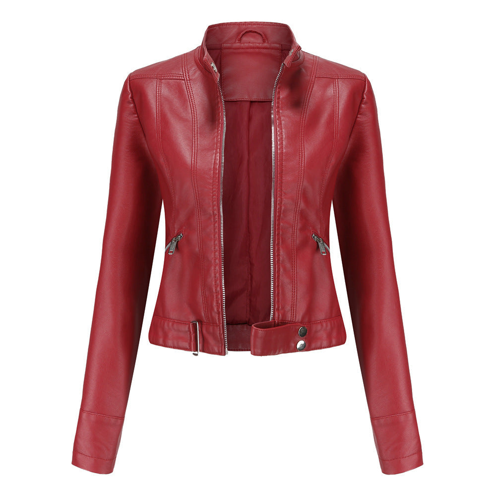 Street Wave Womens Leather Jacket Elegant Real Leather Luxury Fit Timeless Chic Essential