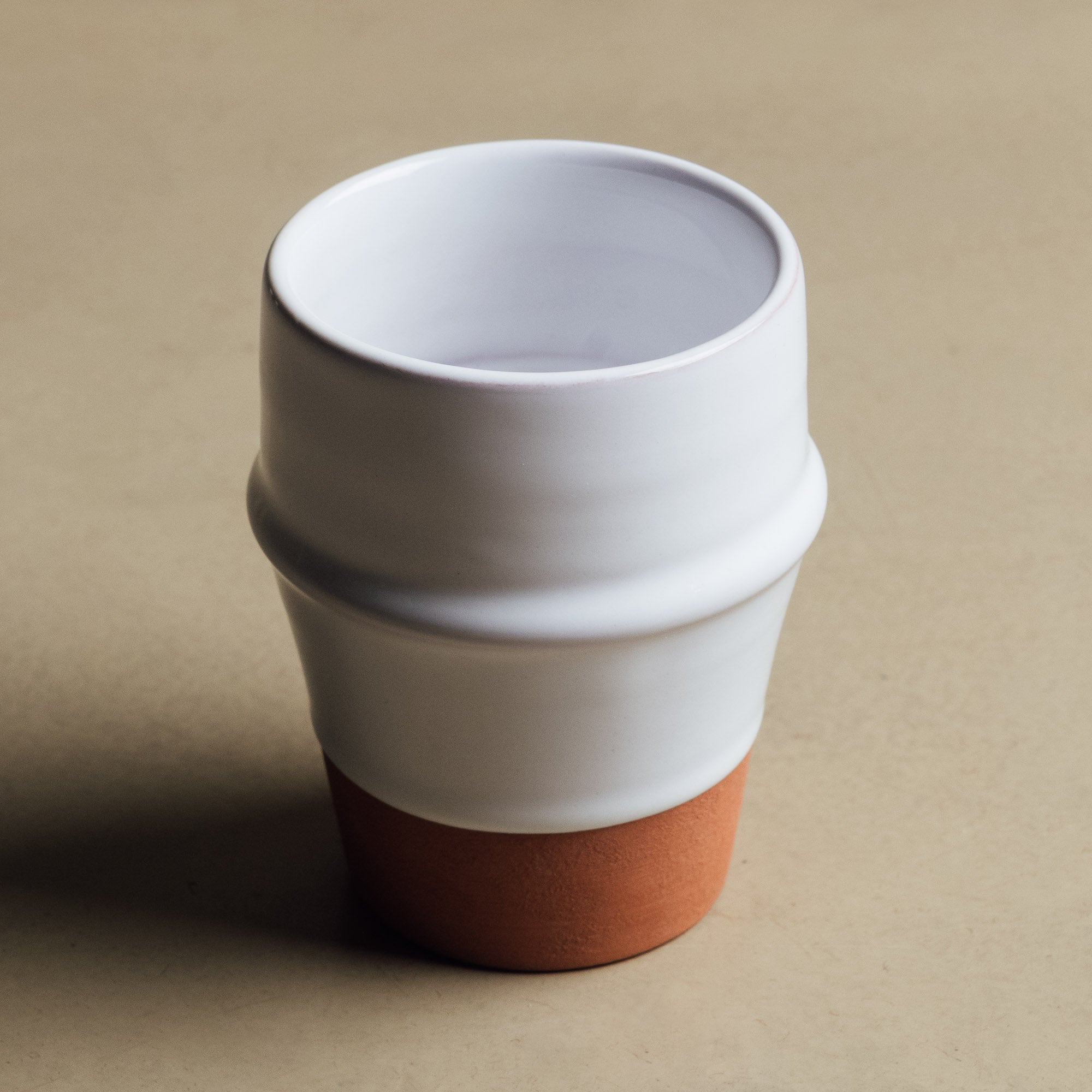 Earth Hues White & Ochre Red Beldi Cup - Moroccan Dinnerware - Street-Wave