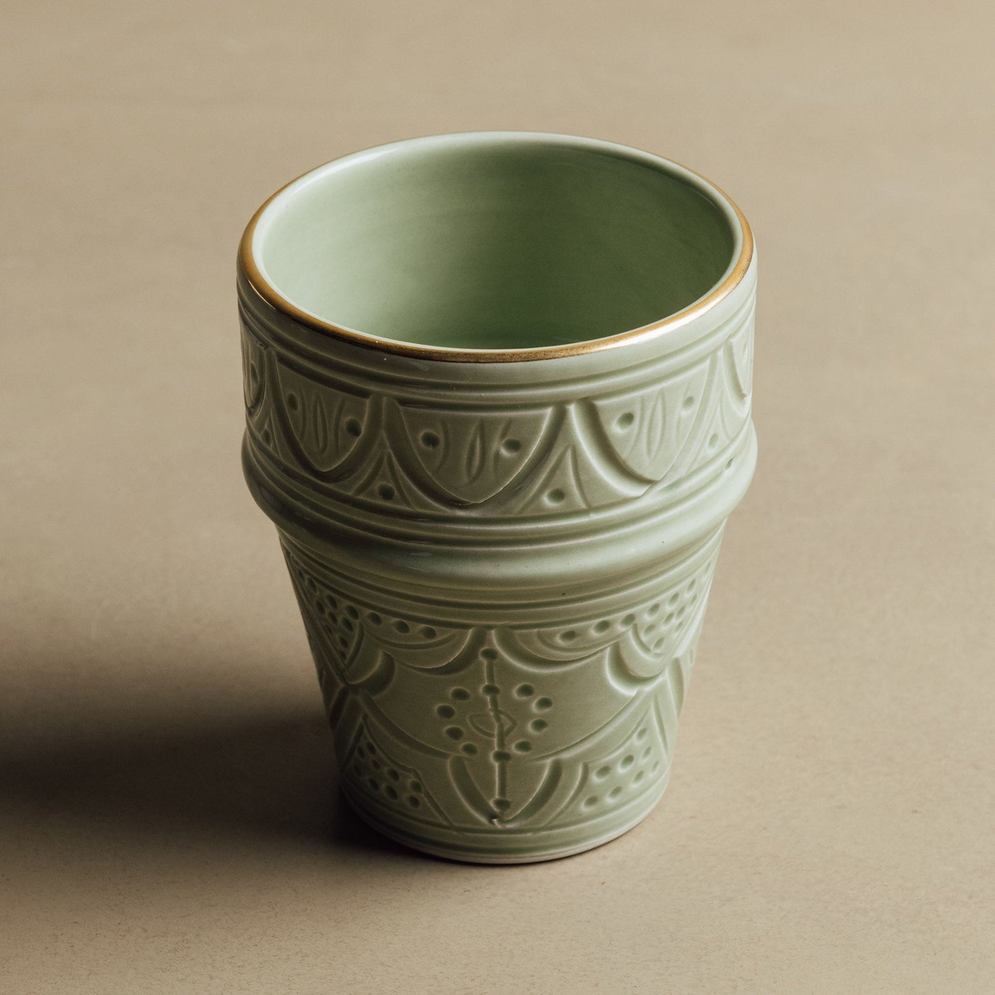 Zagora Green Cup - Moroccan Dinnerware Adorned with 12 Carat Gold Accents - Street-Wave