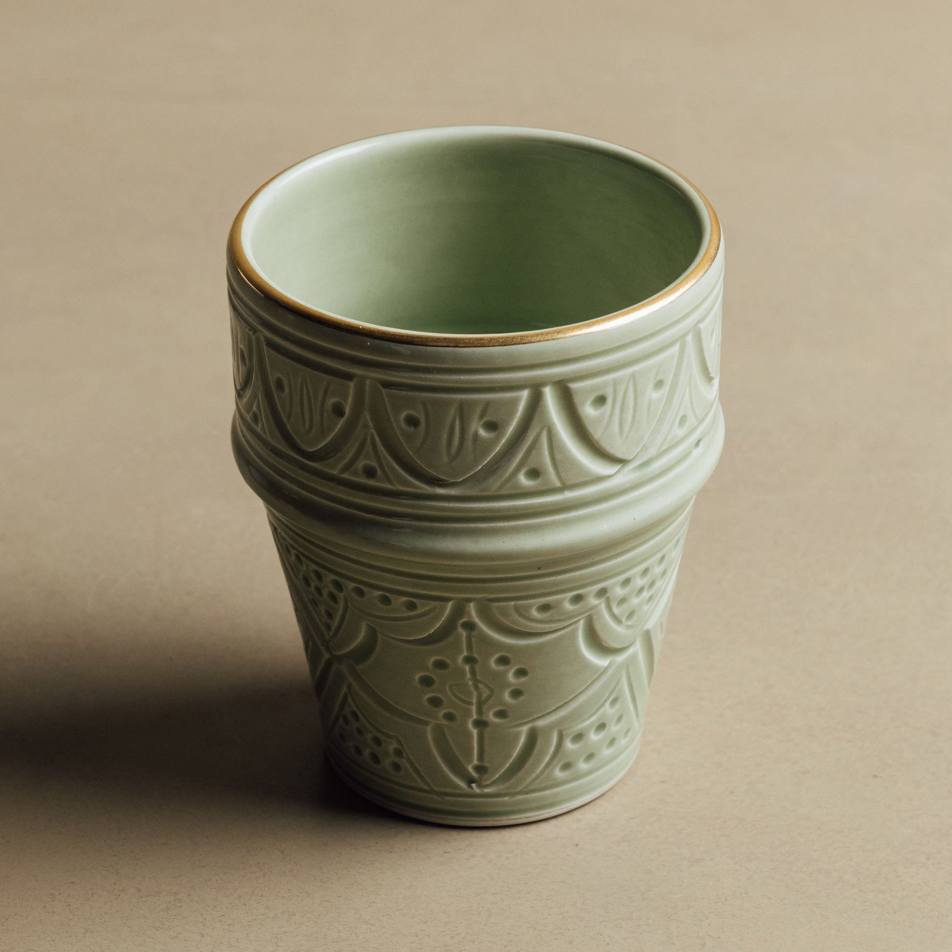 Zagora Green Cup - Moroccan Dinnerware Adorned with 12 Carat Gold Accents - Street-Wave