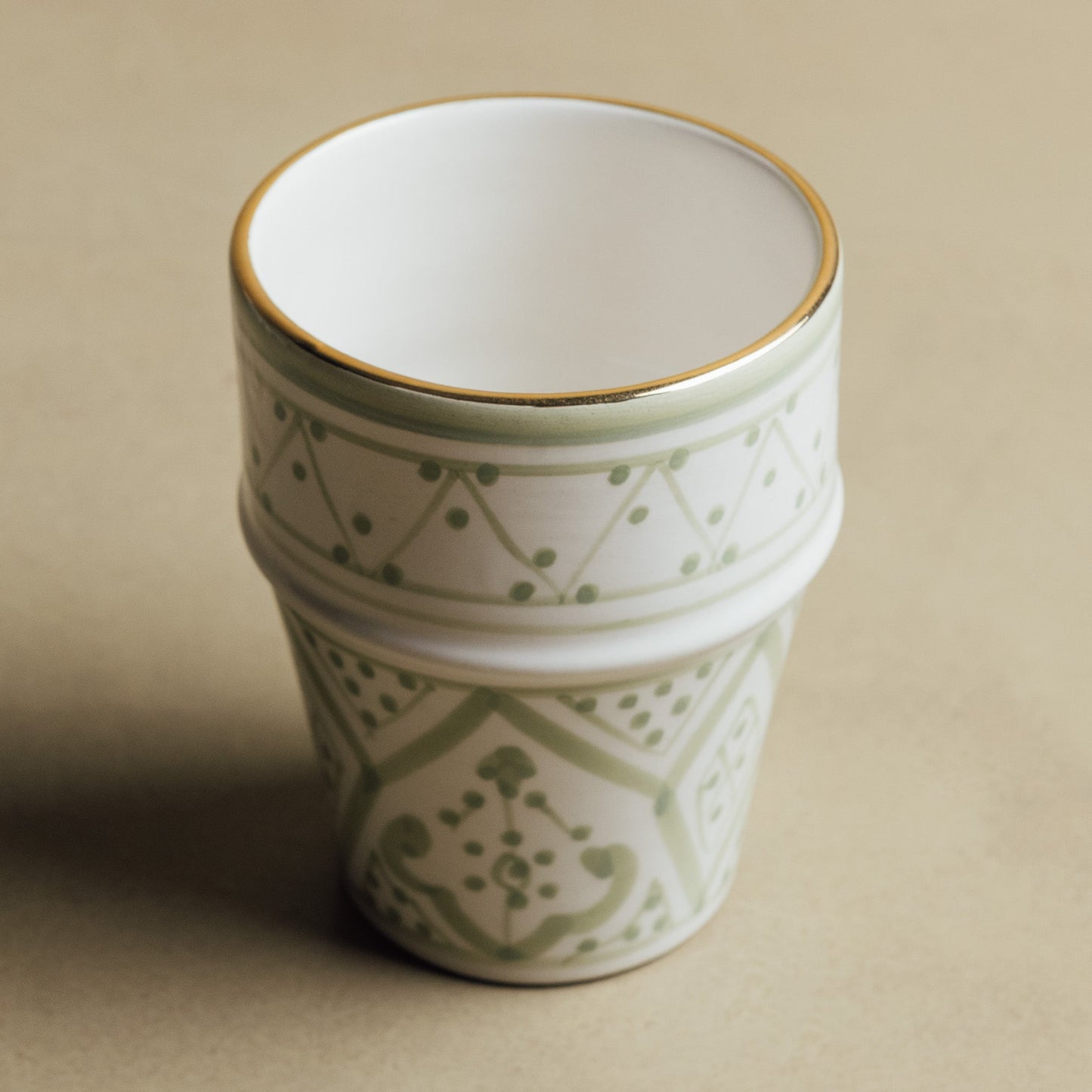 Fez Green Cup - Moroccan Dinnerware Adorned with 12 Carat Gold Accents - Street-Wave