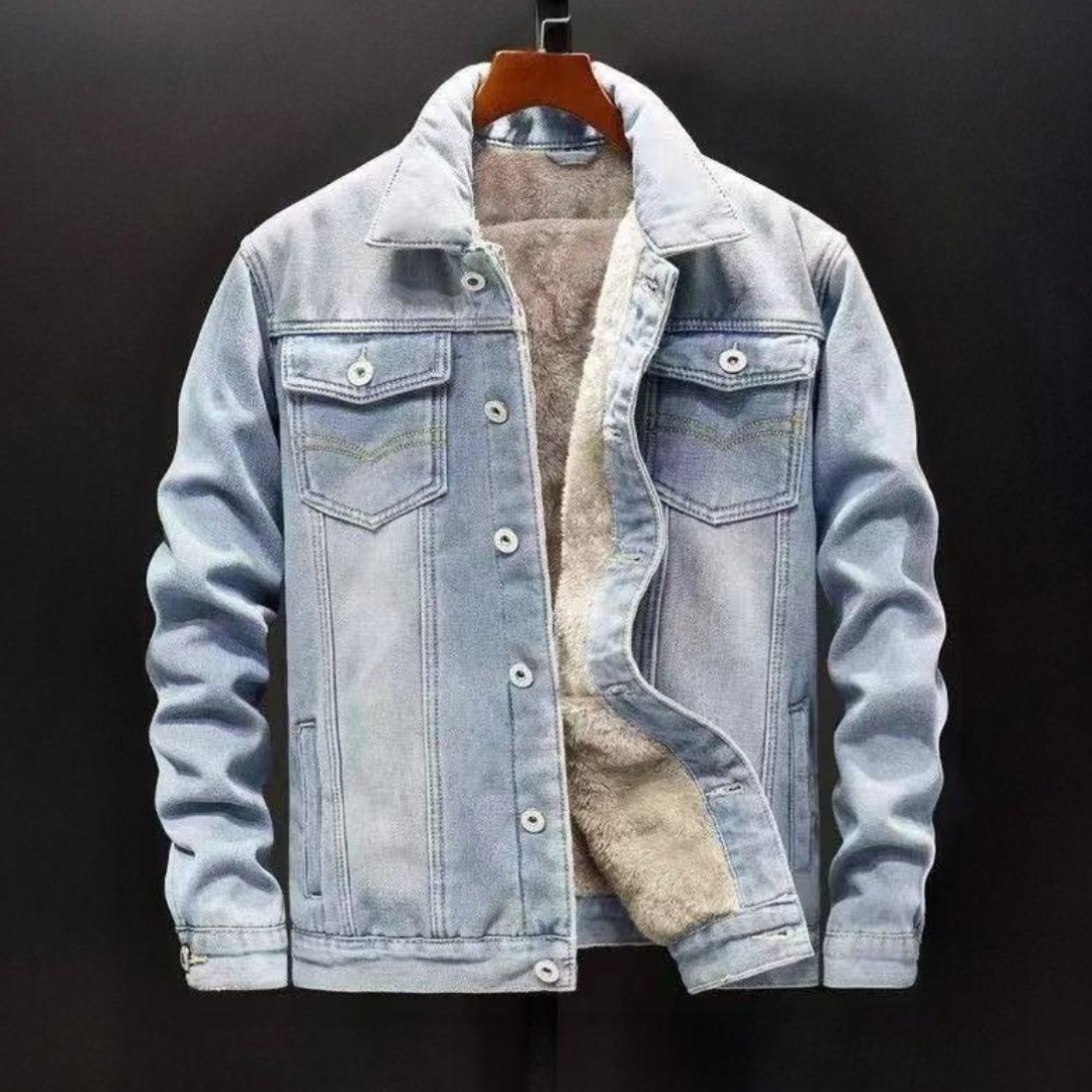 Brenton Fleece Lined Denim Jacket For Men With Soft Interior And Turn Down Collar Heavyweight Button Up Outerwear