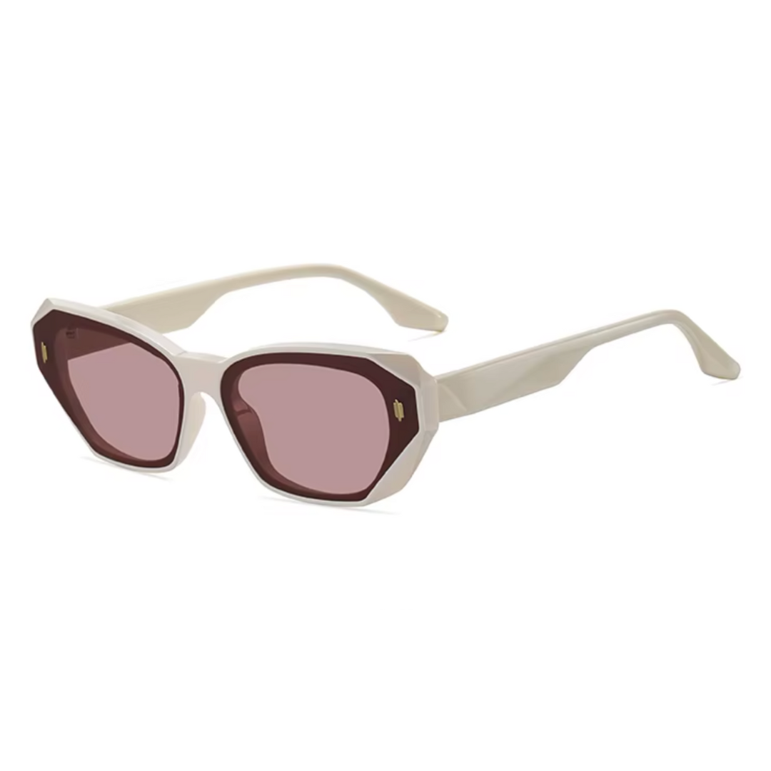 Street-Wave Lucent Cat Eye Sunglasses With Polarized Tea Lenses UV 400 Protection Glossy Acetate