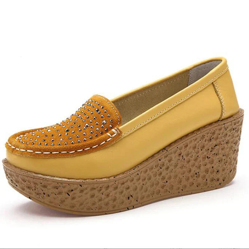 Streetwave Heidi Womens Espadrille Wedge Sneaker Orange Rhinestone Comfort All Day