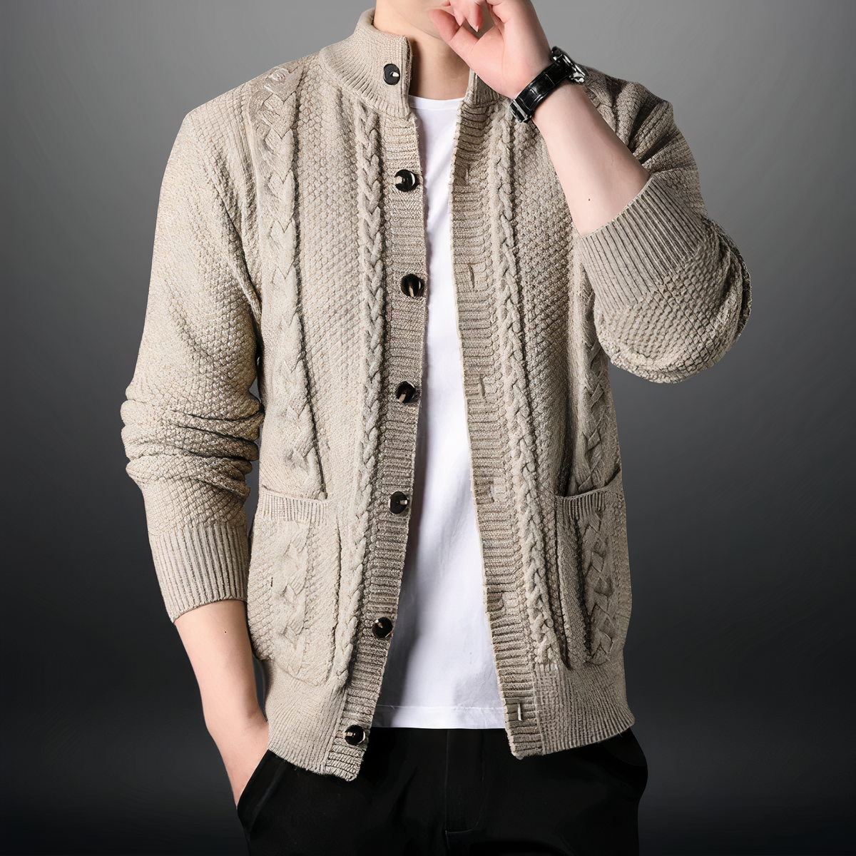 Street-wave Wool Cashmere Cardigan For Men Cozy Classic