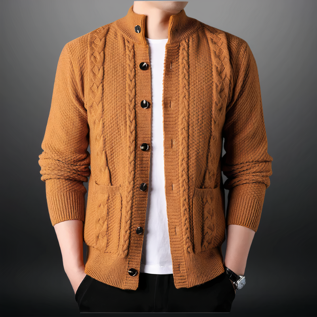 Street-wave Wool Cashmere Cardigan For Men Cozy Classic
