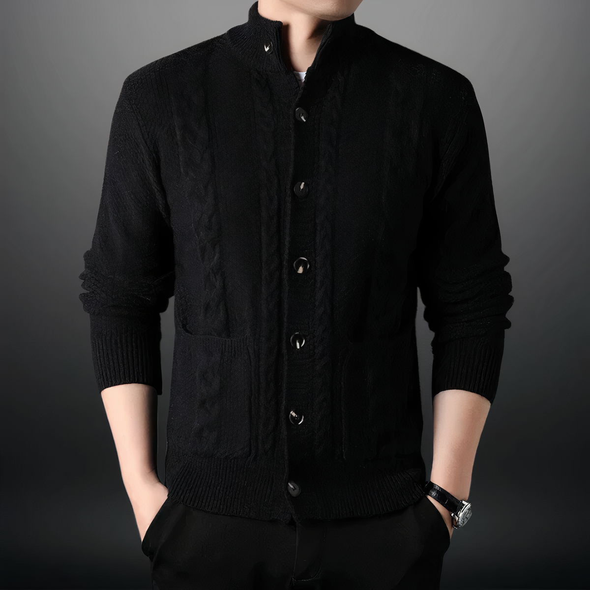 Street-wave Wool Cashmere Cardigan For Men Cozy Classic