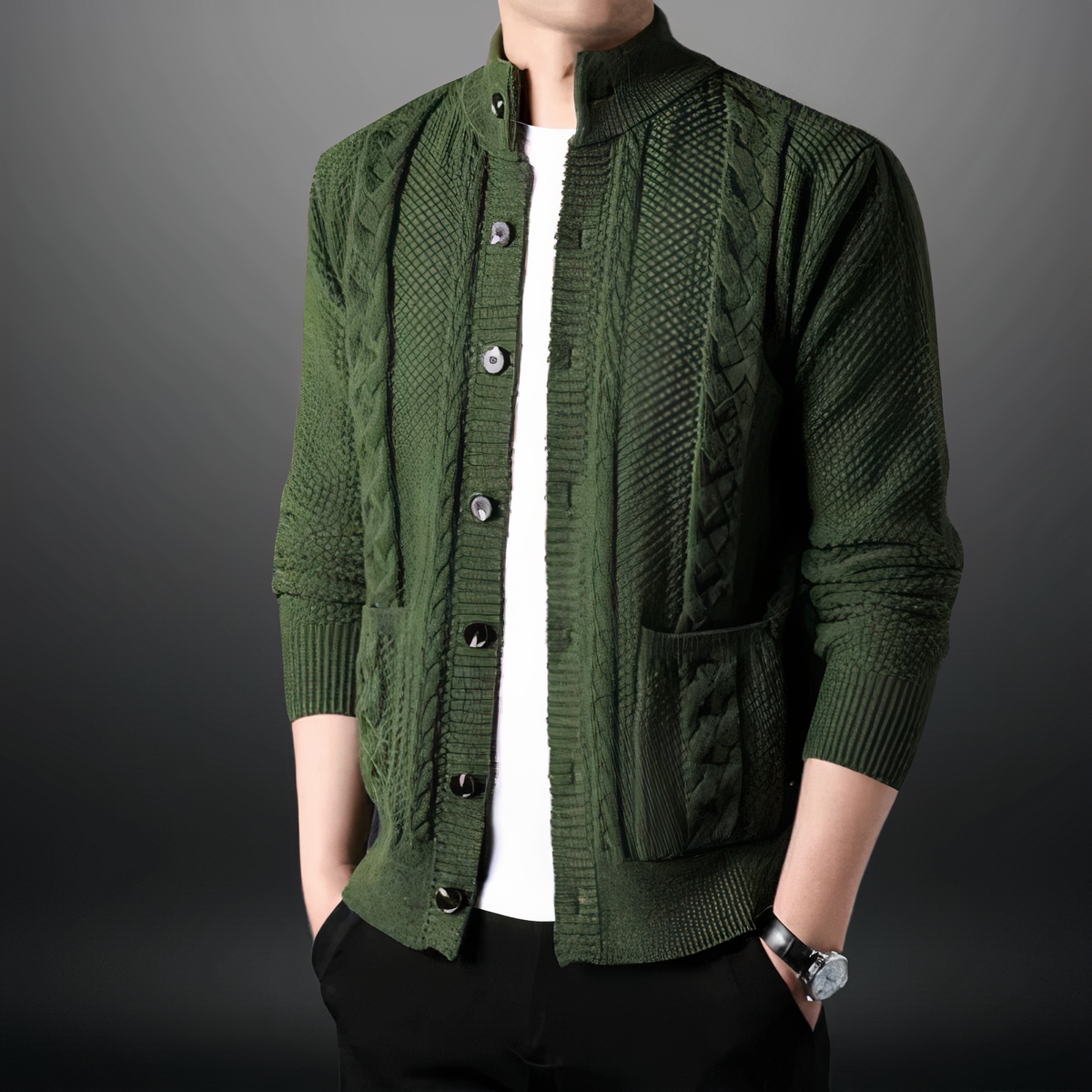 Street-wave Wool Cashmere Cardigan For Men Cozy Classic