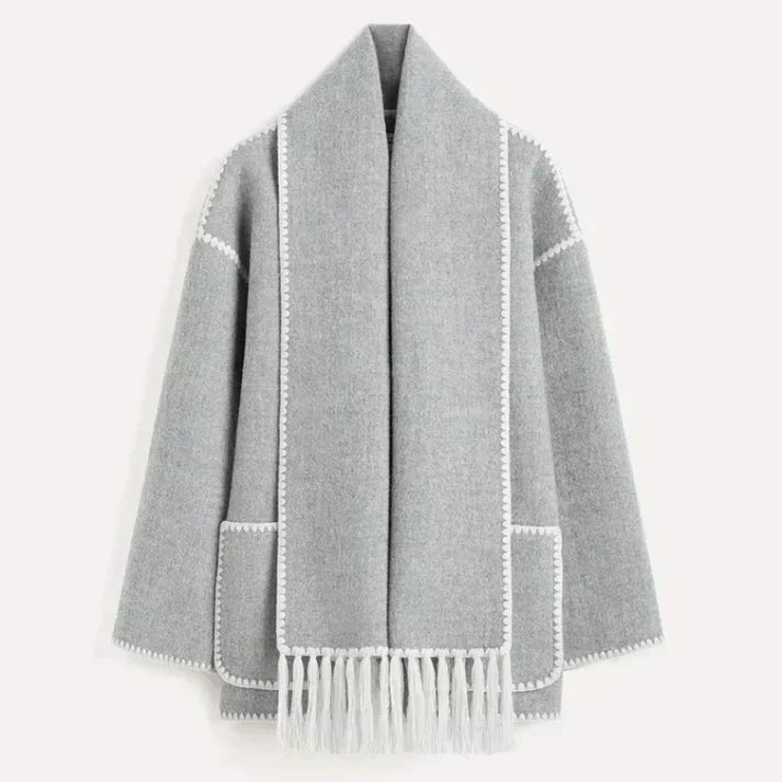 Street Wave Wool Blend Shawl Coat For Women Warmth And Comfort With Elegant Draped Style