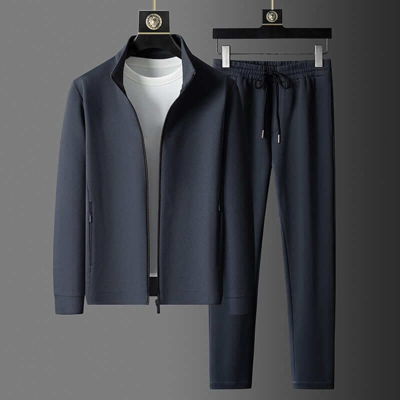 Hunter Men's Classic Two Piece Activewear Suit With Zip Up Jacket And Tapered Joggers For Workout Lounge And Casual Wear