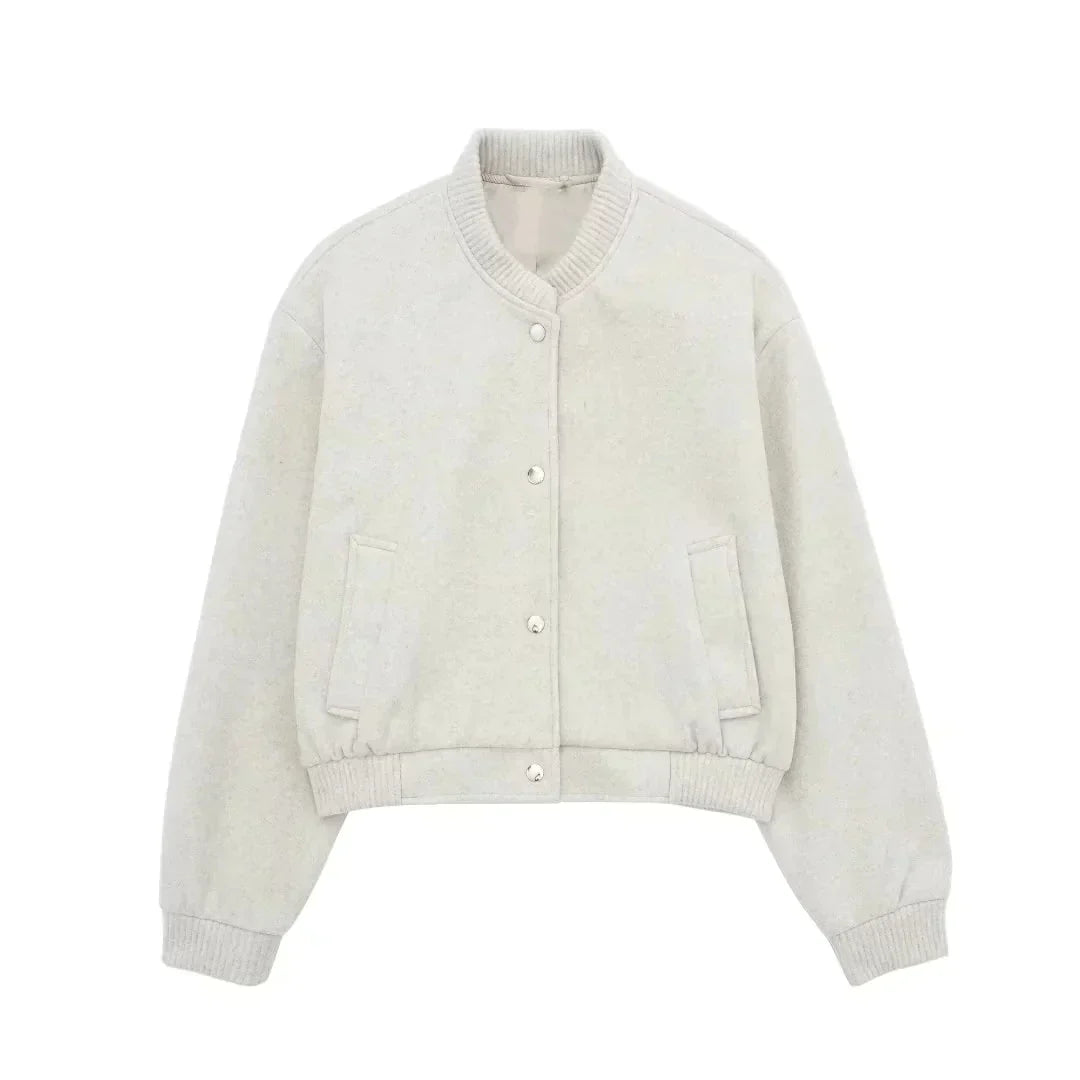 Street Wave Cropped Bomber Jacket Women Warmth In Cool Weather Cozy And Trendy Colors