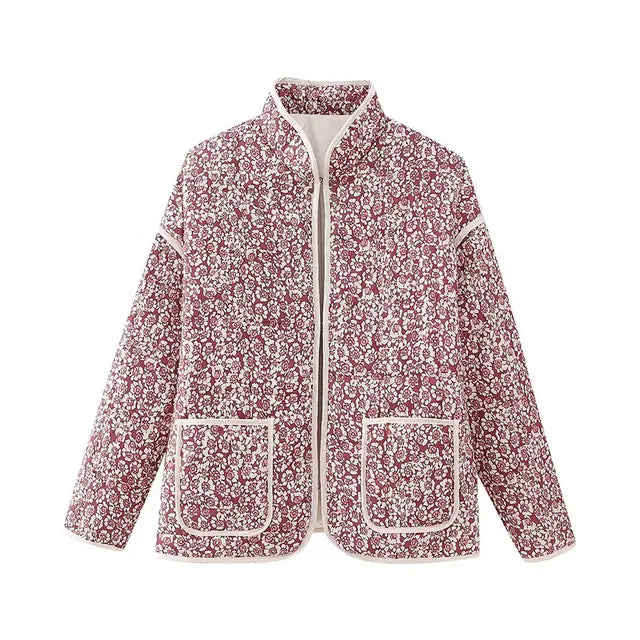 Street-wave Vintage Patchwork Floral Coat - Retro Statement Outerwear For Women Chic