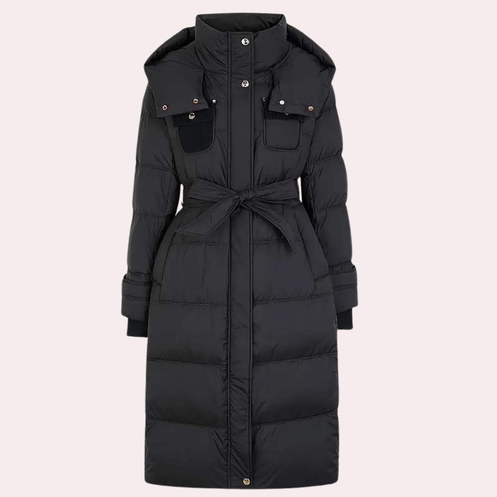 Brenda Quilted Puffer Jacket For Women By Street-Wave Belted Warm Winter Coat For Cold Days