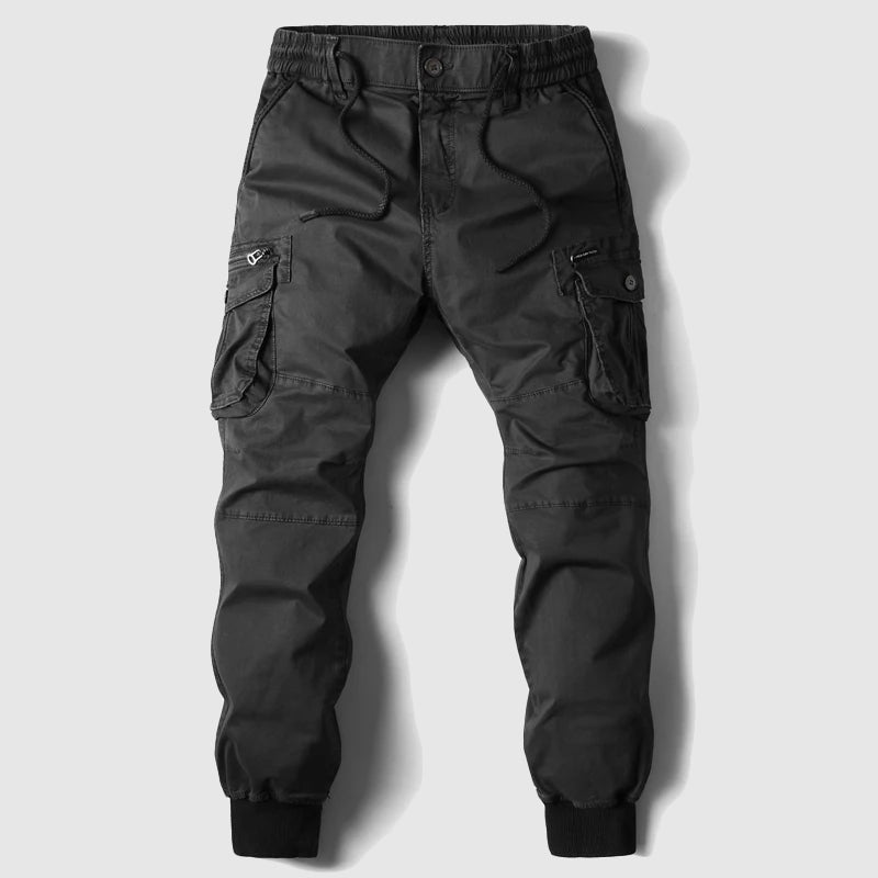 Street-Wave Men's Cargo Jogger Pants With Utility Pockets Slim Tapered Fit Khaki