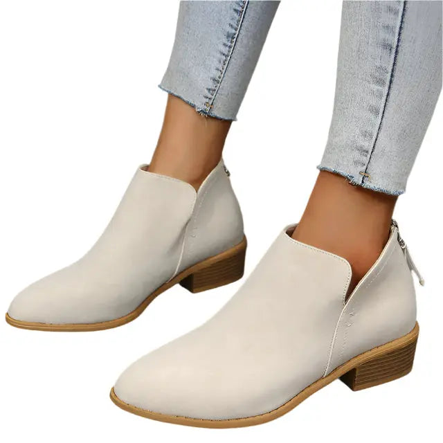 Street-Wave Tapered Silhouette Low Heel Boots for Women All Day Comfort