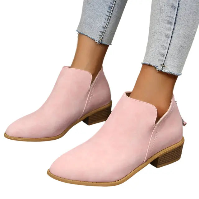 Street-Wave Tapered Silhouette Low Heel Boots for Women All Day Comfort