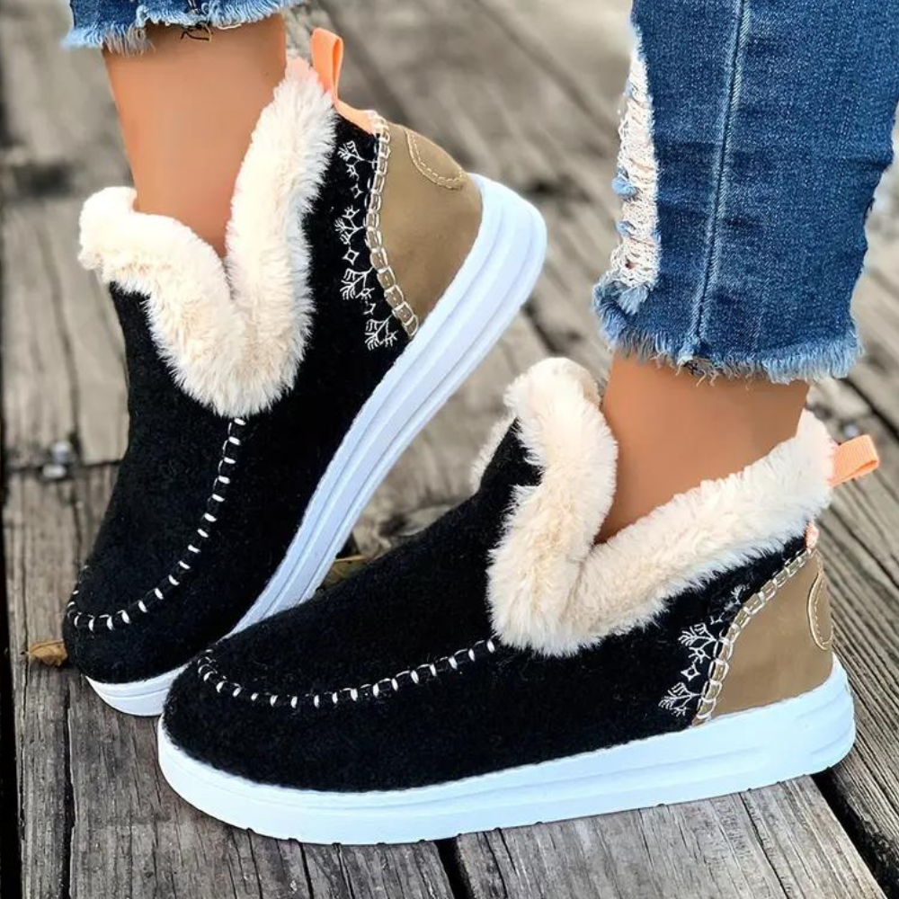 Street Wave Women Winter Boots With Cozy Fur Lining For Cold Days Trendy Warm Footwear