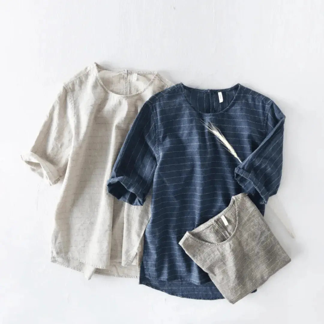 Géneva Linen Cotton Tee Soft Comfortable Timeless Everyday Shirt by Street-Wave Versatile Casual Wardrobe Essential